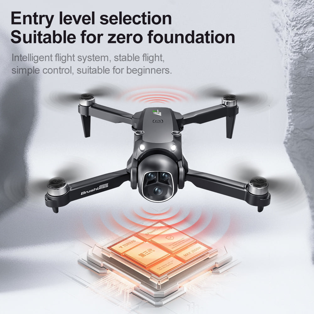 Dual Camera Drone with 4.3" Screen Remote, Brushless Motor, 2 Batteries