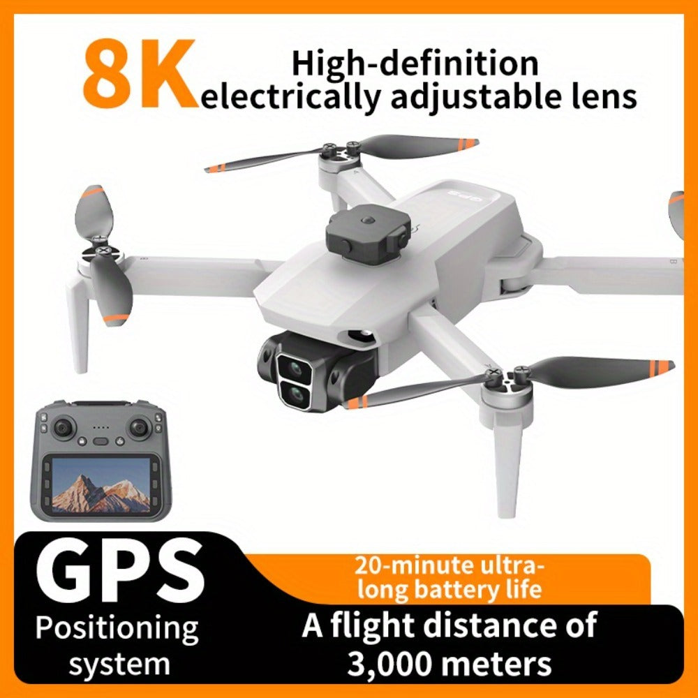 L106 8K GPS Drone Foldable Brushless Quadcopter with 4.5" Remote and 2 Batteries