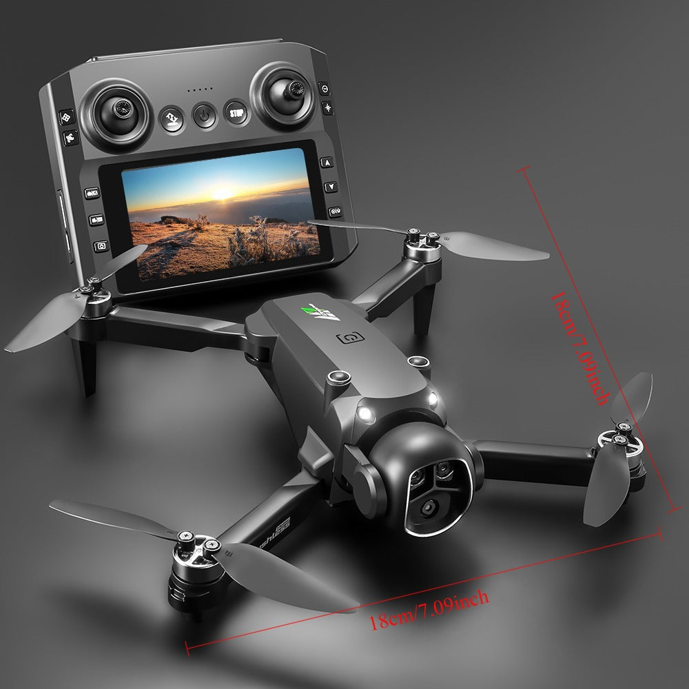 Dual Camera Drone with 4.3" Screen Remote, Brushless Motor, 2 Batteries
