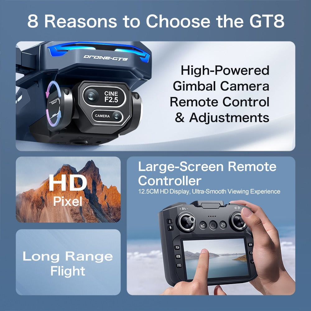 GT8 5G Professional 8K HD Dual Camera Drone With FPV WIFI Obstacle Avoidance