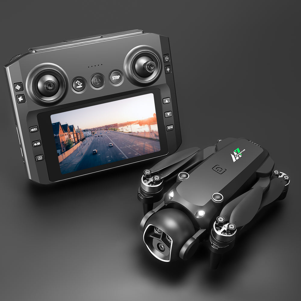 Dual Camera Drone with 4.3" Screen Remote, Brushless Motor, 2 Batteries