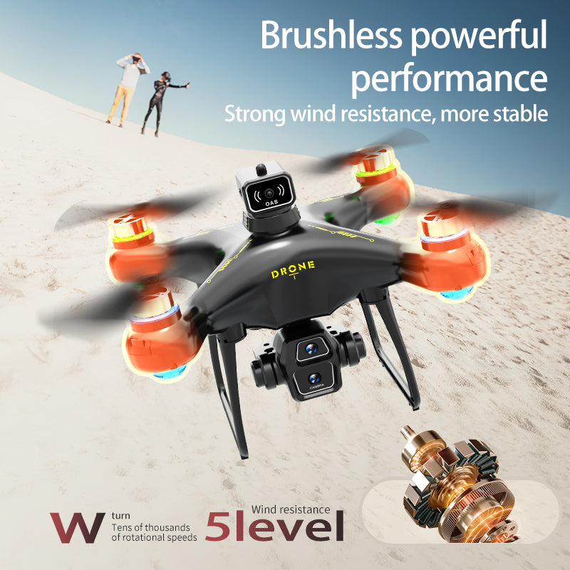S112 8K Dual Camera FPV Drone 4.3" Screen 50X Zoom Brushless Motor Obstacle Avoidance