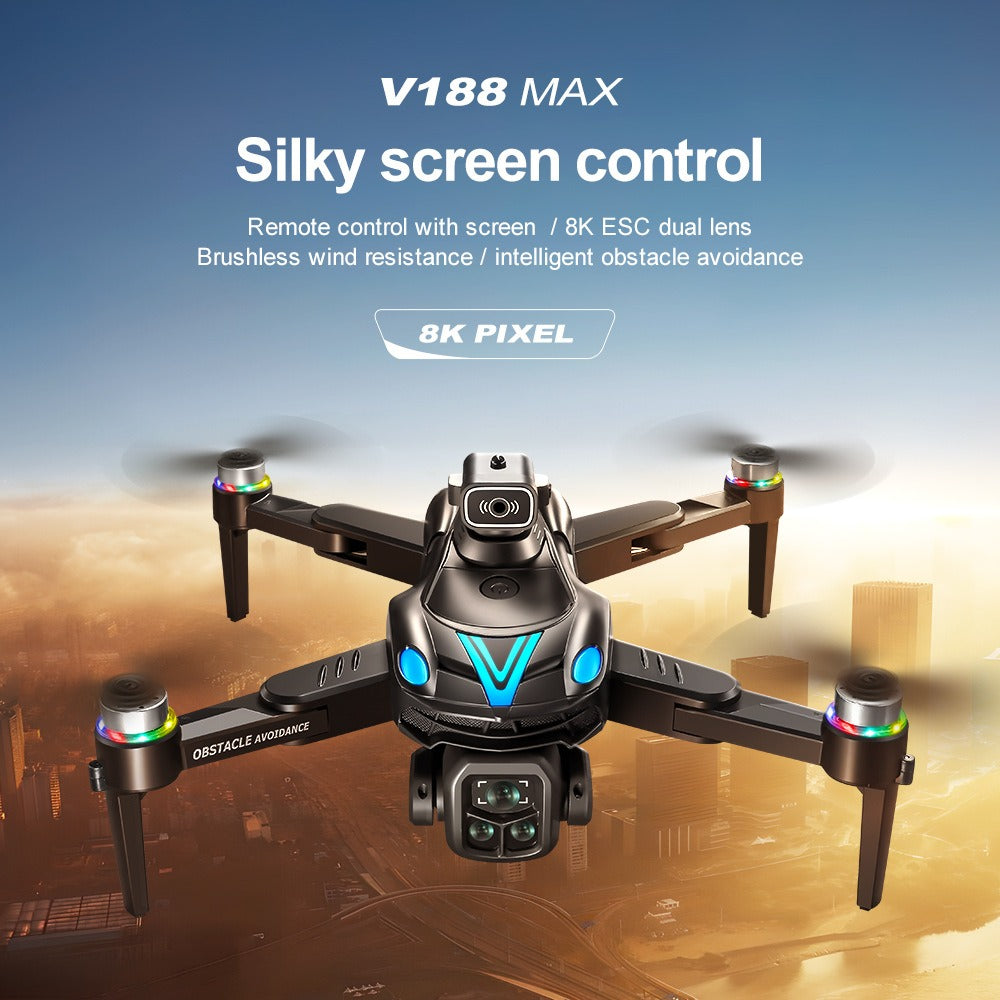 Dual Camera Brushless Drone 50X Zoom Optical Flow Foldable RC Quadcopter