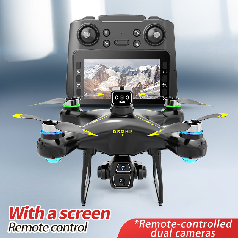 S112 8K Dual Camera FPV Drone 4.3" Screen 50X Zoom Brushless Motor Obstacle Avoidance
