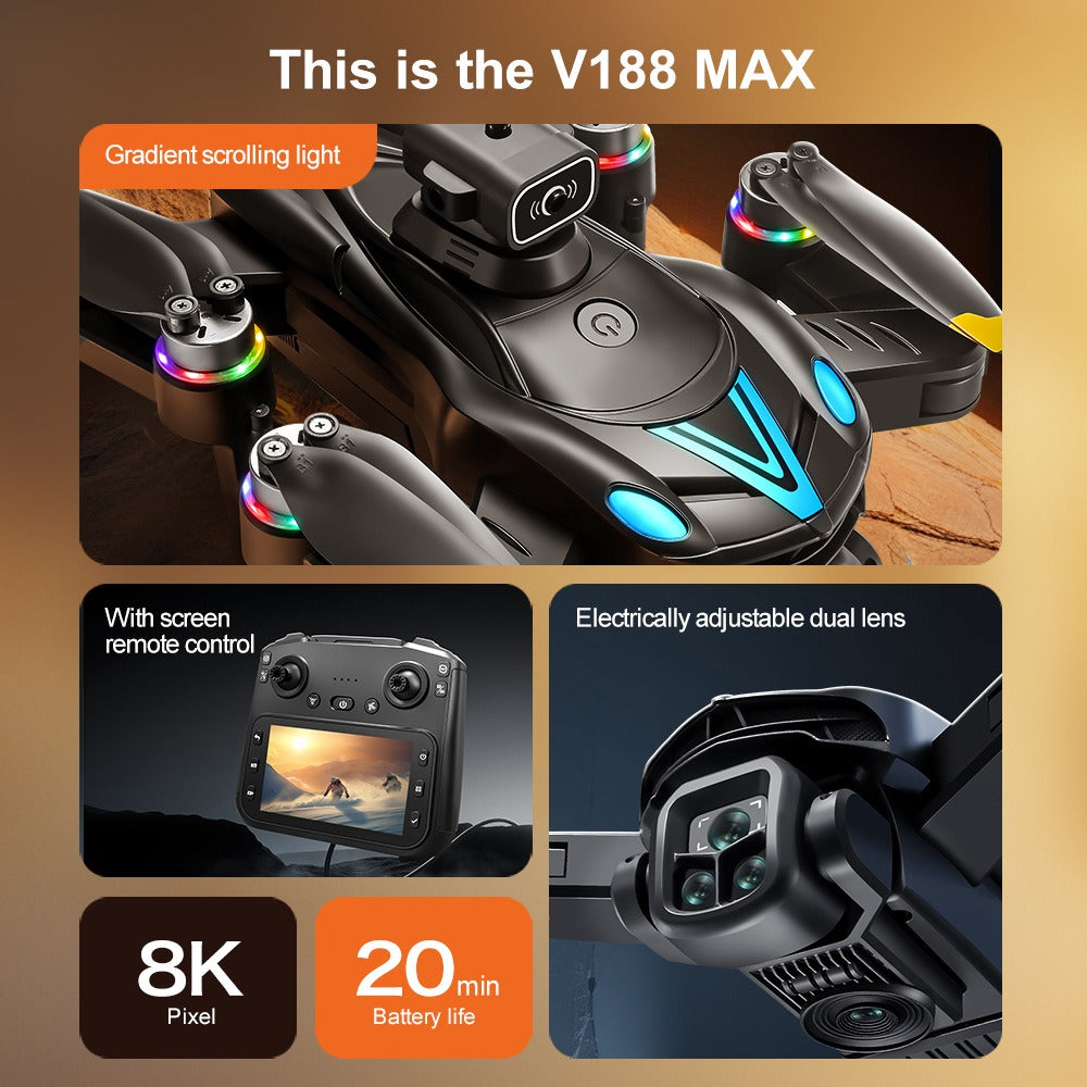 Dual Camera Brushless Drone 50X Zoom Optical Flow Foldable RC Quadcopter